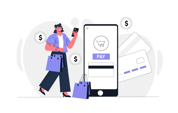Mobile Payment Concept Modern Flat Character Illustration